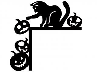 Halloween dekorace na dveře - Kočka a dýně Rozměr: 39x40 cm, Vybrat barvu: černá, Provedení: levé