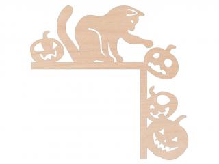 Halloween dekorace na dveře - Kočka a dýně Rozměr: 39x40 cm, Vybrat barvu: přírodní, Provedení: pravé
