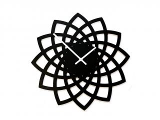 Wooden Moment Dřevěné hodiny černé 30 cm vzor květiny Barva ručiček: Bílá
