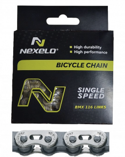 NEXELO řetěz BMX 1 rychlostní stříbrno-šedý