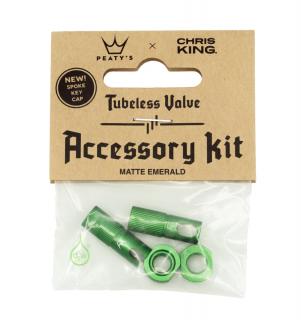 Peaty's X Chris King čepičky ventilku Accessory Kit - Emerald