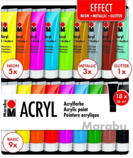 Akrylové barvy Marabu 18x36ml