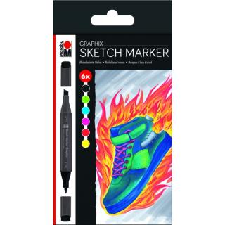 Marabu Sketch Marker Graphix 6ks HEAT