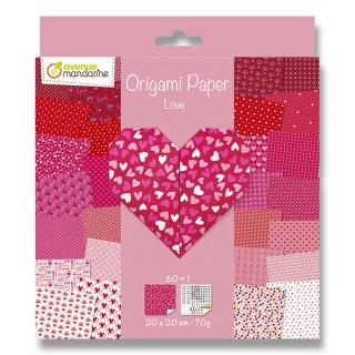 ORIGAMI PAPER HEART 20x20cm, 60+1ks, 70g/m2
