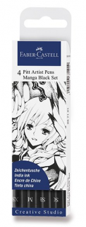 Popisovač Pitt Artist Pen Manga Black  4ks
