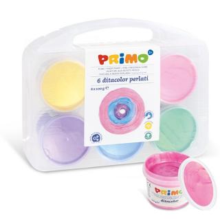 Prstové barvy PRIMO perleťové, 6 x 100g