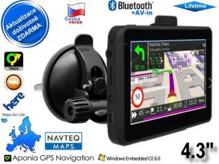 43HD GPS Navigace 4,3  displej, komplet Evropa, doživotní mapy