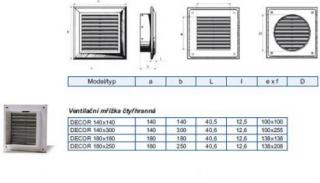 Mřížka ventilační Decor model Base 180x250mm BLAUBERG