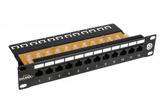 Patch panel 10  Cat6 UTP 12 X RJ45 černý s vyvazovací lištou 1U SOLARIX