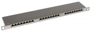 Patch panel Cat 5E STP 24 x RJ45 s vyvazovací lištou černý 0,5U SOLARIX