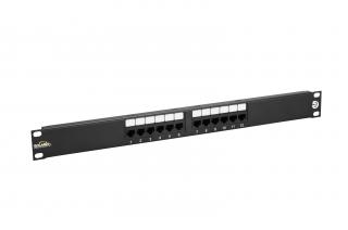 Patch panel Cat 5E UTP 12 x RJ45 150MHz černý 1U SOLARIX