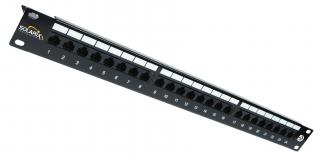 Patch panel Cat 5E UTP 24 x RJ45 s vyvazovací lištou černý 1U SOLARIX