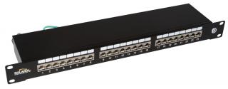 Patch panel Cat6 STP 24 x RJ45 s vyvazovací lištou černý 1U SOLARIX