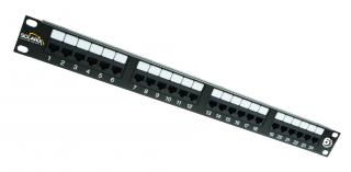 Patch panel Cat6 UTP 24 x RJ45 s vyvazovací lištou černý 1U SOLARIX