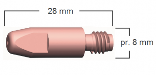 Spotřební díly k hořákům MB 24 BINZEL díl_hořáku: Průvlak pr.0,6 M6/8x28 měděný.