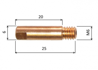 Spotřební díly k hořákům MIG 150A díl_: Průvlak pr.0,6 M6/6x25 zirkonový