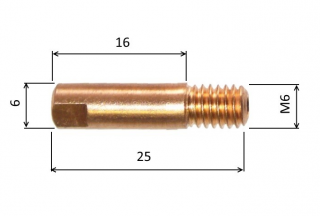 Spotřební díly k hořákům MIG 150A kvalita: E-Cu prodloužený závit, průnik: 0,6