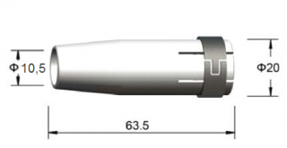 Spotřební díly k hořákům MIG 240A díl_hořáku: Hubice ostře kónická NW10,5.