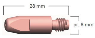 Spotřební díly k hořákům MIG 250A díl hořáku: průvlak 0,8 M6/8x28 měděný