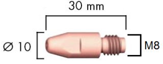 Spotřební díly k hořákům MIG 260/400/500A díl_: Průvlak pr.0,8 M8/10x30 měděný.