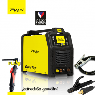 Svařovací invertor GeniTig® 220AC/DC - LCD PULZ, SYN, HF - TIG/MMA vč.3m kabelů, svorky, a drž.el. + hořák TIG26-4m UP/DOWN + příslušenství  +…