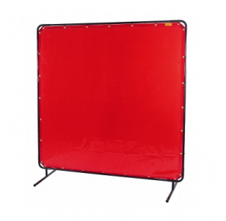 Svařovací zástěna 180 x 180 cm - varianty délka plochy: červená, díl zástěny: komplet zástěna s rámem