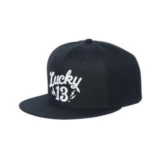 LUCKY 13 SHOCKER SNAPBACK CAP BLACK WITH WHITE LOGO DOPLNKY: ONE SIZE