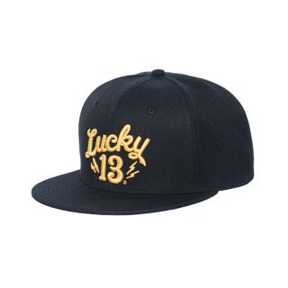 LUCKY 13 SHOCKER SNAPBACK CAP BLACK WITH YELLOW LOGO DOPLNKY: ONE SIZE