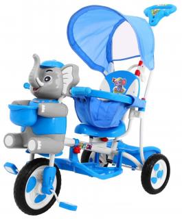 Dětská tříkolka slon se zvukovými efekty modrá