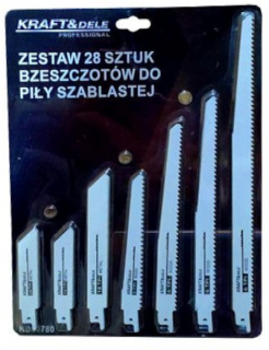 Kraft & Dele KD10780 28 dílná sada pilových listů pro ocasovou pilu, dřevo, ocel
