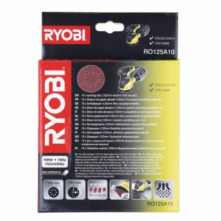 Ryobi RO125A10 Brusný papír 125mm, sada 10ks