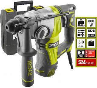 Ryobi RSDS800-K Elektrická rotační příklepová vrtačka SDS+, 800W, 3,0J, 1x vrták 6mm, kufr