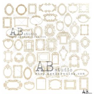 AB studio - GLAM PAPERS 03 - 12  scrapbooková čtvrtka, zlatý / lesklý tisk