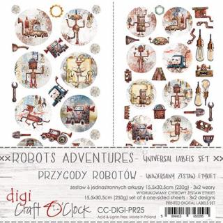 Craft o clock - Robots Adventures / UNIVERSAL LABELS, kolečka - 6x12  sada na vystřihování