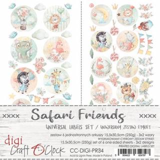 Craft o clock - SAFARI FRIENDS / UNIVERSAL LABELS, kolečka - 6x12  sada na vystřihování