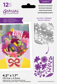 Crafter´s Companion / GEMINI - Pop-Up Vase Delightful Bouquet Elements - kovové vyřezávací šablony + razítka