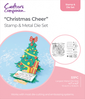 Crafter´s Companion - Shaped Card Base Stamp & Die Christmas Cheer - razítka + kovová  šablona