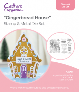 Crafter´s Companion - Shaped Card Base Stamp & Die Gingerbread House  - razítka + kovová  šablona