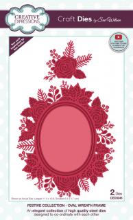 Creative Expressions  - Festive Oval Wreath Frame - kovová vyřezávací šablona