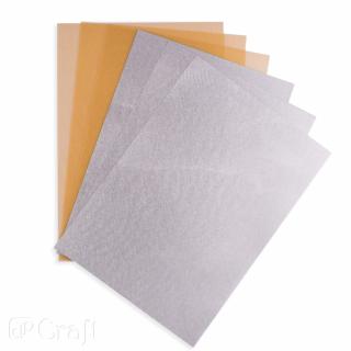 DP CRAFT - SHRINK PLASTIC FOIL, GOLD & SILVER, 2 ks- zlatá a stříbrná smršťovací fólie