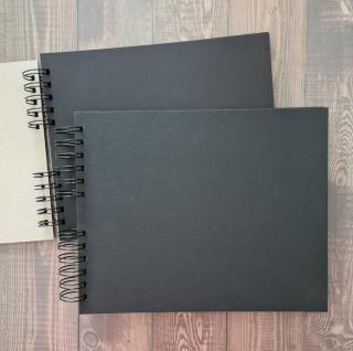 Hurá Papír - album, deník - 24,5 x 20 cm / černé desky, černé listy