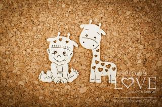 Laserowe LOVE - 142 / Chłopczyk z żyrafką ramka w sercu - Emma & Billy - kartonové výseky, kluk, LA171155