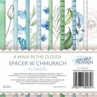 Paper HEAVEN - A WALK IN THE CLOUDS / FLOWERS / SPACER W CHMURACH - 6  kompletní scrapbooková sada na vystřihování