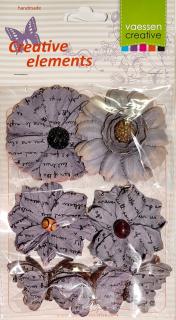 Vaessen Creative - ASTERIA / šedo fialová - 3D papírové kytky, motýli