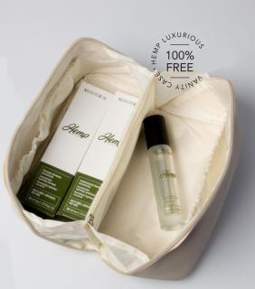 Dárková taška Hemp - Konopný koncentrovaný hydratační šampon 100 ml + Konopný koncentrovaný hydratační kondicionér 100 ml + Elixír 50 ml