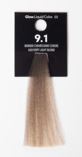 Demi permanentní barvení - GLOW LIQUID COLOR 60 ml Přelivy: 9.1 ASH VERY LIGHT BLOND
