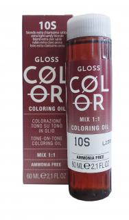 GLOSS COLOR Demi-permanentní barva na vlasy tón v tónu na bázi oleje s kyselým pH bez amoniaku - 60 ml Odstíny GLOSS COLOR: GLOSS COLOR 10S 60ml