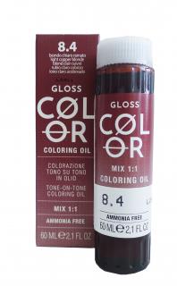 GLOSS COLOR Demi-permanentní barva na vlasy tón v tónu na bázi oleje s kyselým pH bez amoniaku - 60 ml Odstíny GLOSS COLOR: GLOSS COLOR 8.4 60ml