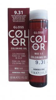 GLOSS COLOR Demi-permanentní barva na vlasy tón v tónu na bázi oleje s kyselým pH bez amoniaku - 60 ml Odstíny GLOSS COLOR: GLOSS COLOR 9.31 60ml