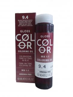 GLOSS COLOR Demi-permanentní barva na vlasy tón v tónu na bázi oleje s kyselým pH bez amoniaku - 60 ml Odstíny GLOSS COLOR: GLOSS COLOR 9.4 60ml